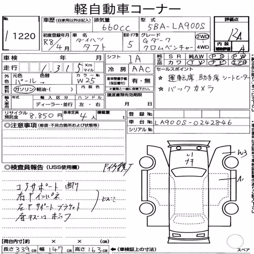 Notka aukcyjna: DAIHATSU TAFT G TURBO DARK CHROME VENTURE