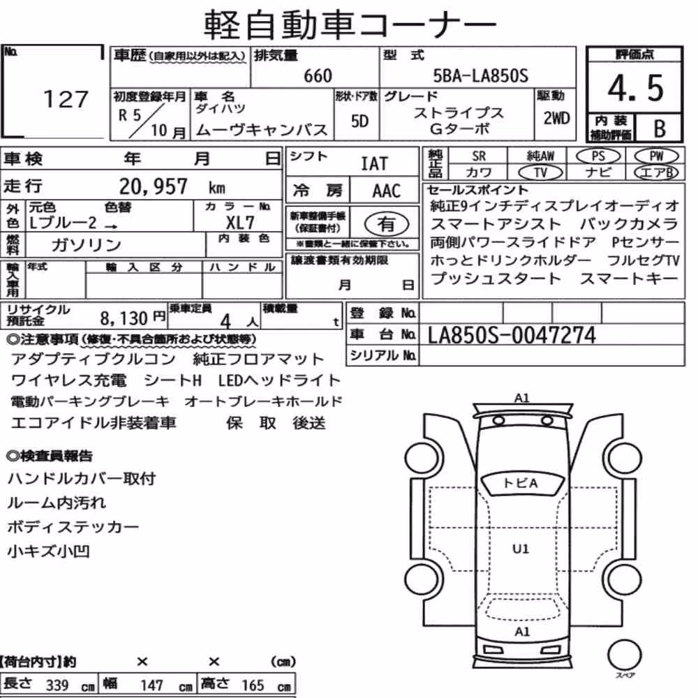 Notka aukcyjna: DAIHATSU MOVE CANBUS STRIPES G TURBO