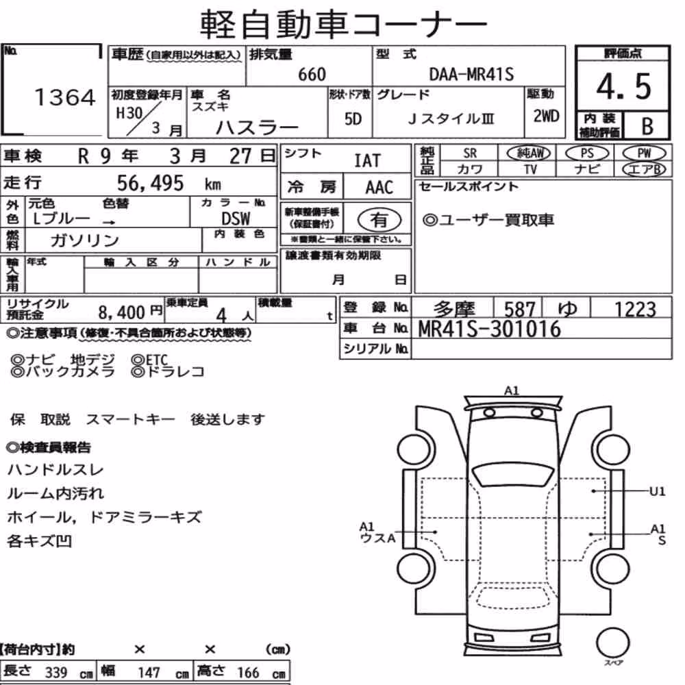 Notka aukcyjna: SUZUKI HUSTLER J STYLE Ⅲ