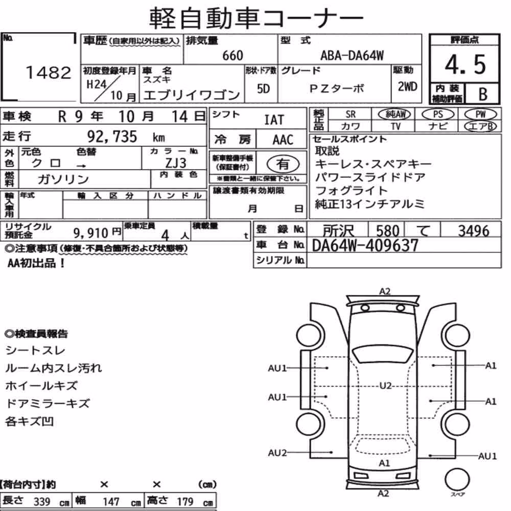 Notka aukcyjna: SUZUKI EVERY WAGON PZ TURBO
