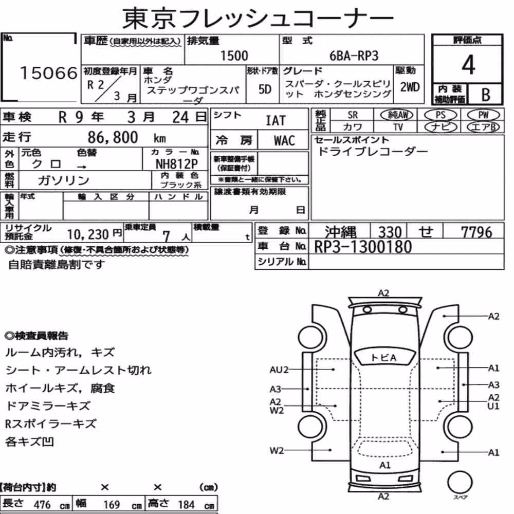 Notka aukcyjna: HONDA STEPWAGON SPADA SPADA・COOL SPIRIT HONDA SENSING