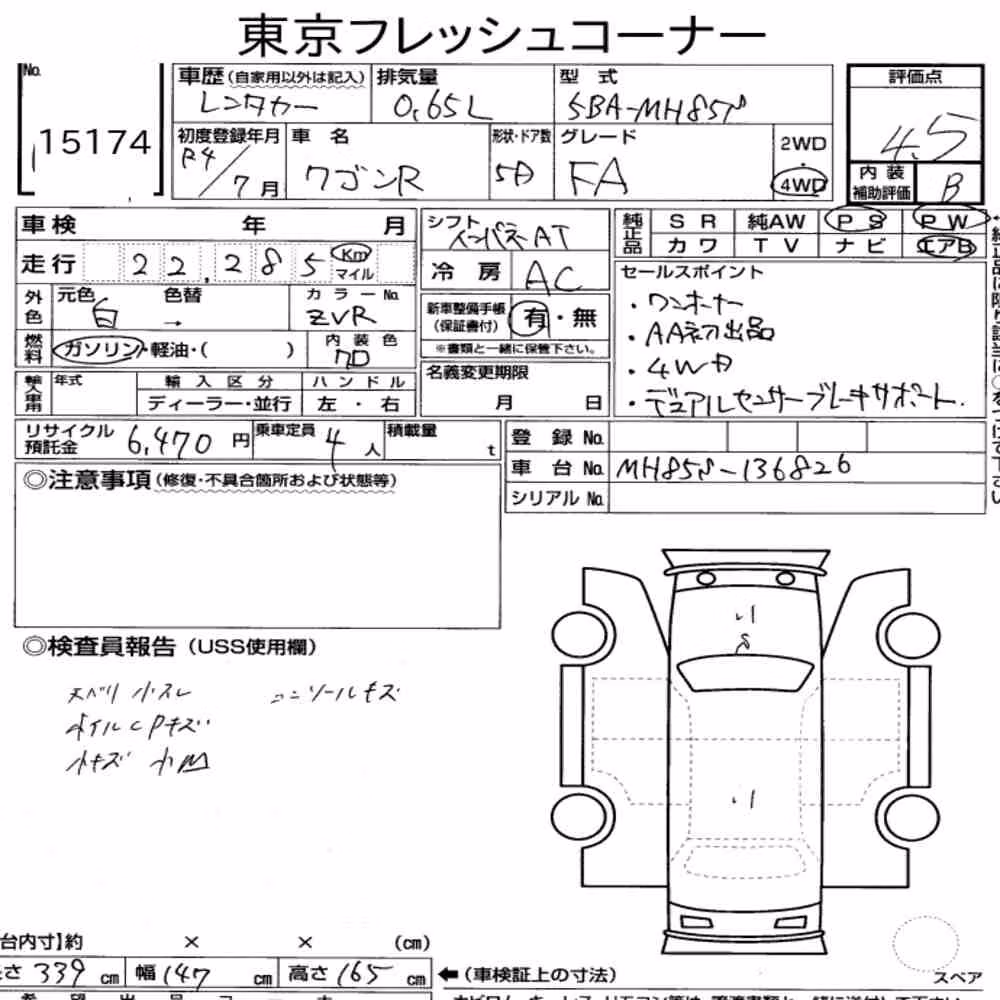 Notka aukcyjna: SUZUKI WAGON R 5D 4WD FA