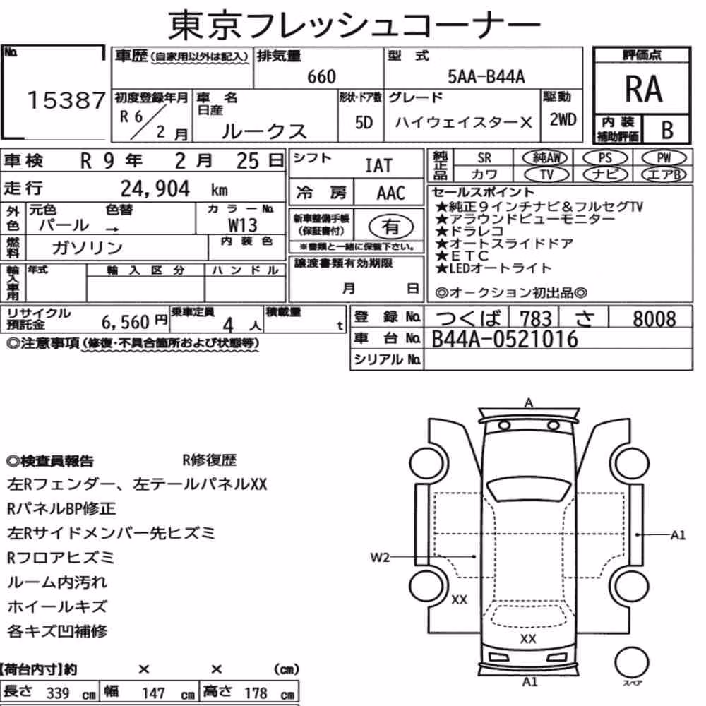 Notka aukcyjna: NISSAN ROOX HIGHWAY STAR X