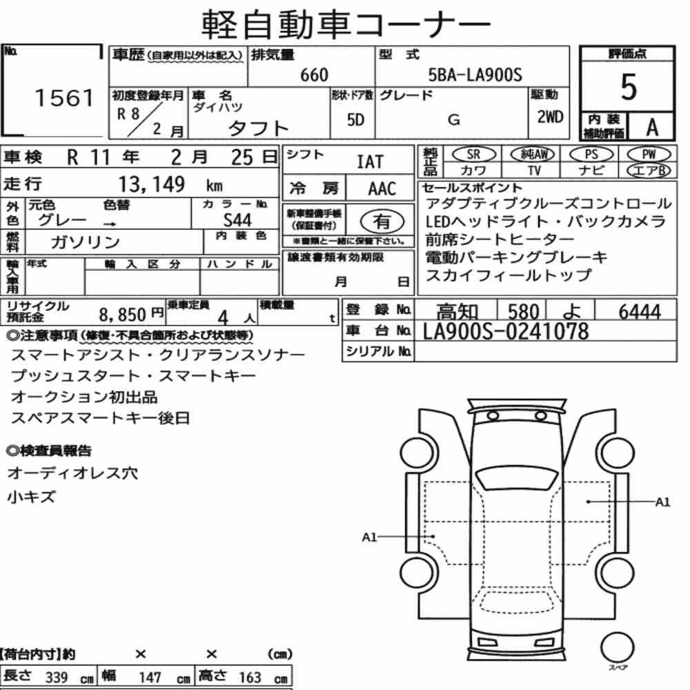 Notka aukcyjna: DAIHATSU TAFT G