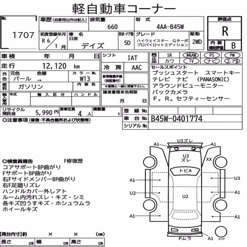 Notka aukcyjna: NISSAN DAYZ HIGHWAY STAR G TURBO PROPILOT EDITION