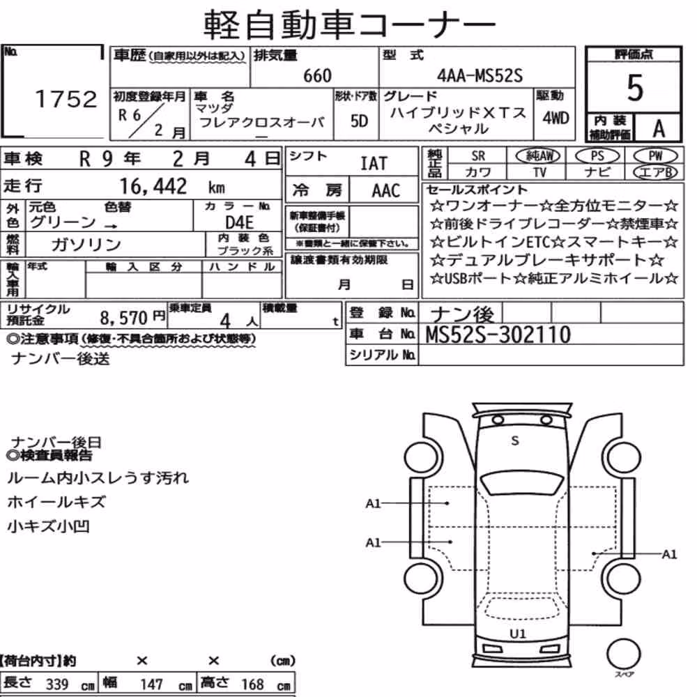 Notka aukcyjna: MAZDA FLAIR CROSSOVER 4WD HYBRID XT SPECIAL