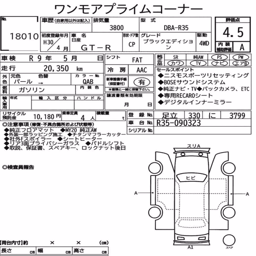 Notka aukcyjna: NISSAN GT-R 4WD BLACK EDITION