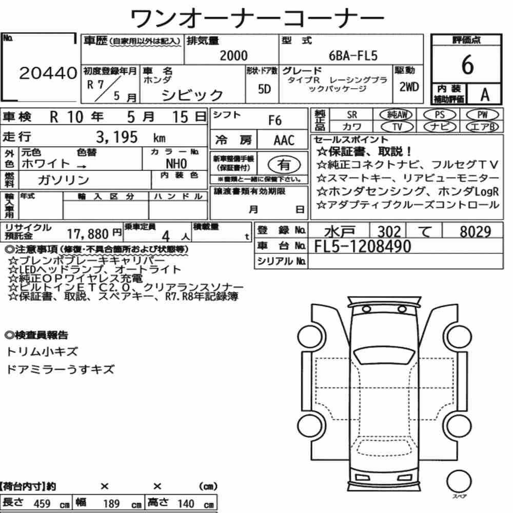 Notka aukcyjna: HONDA CIVIC 5D TYPE R RACING BLACK PACKAGE