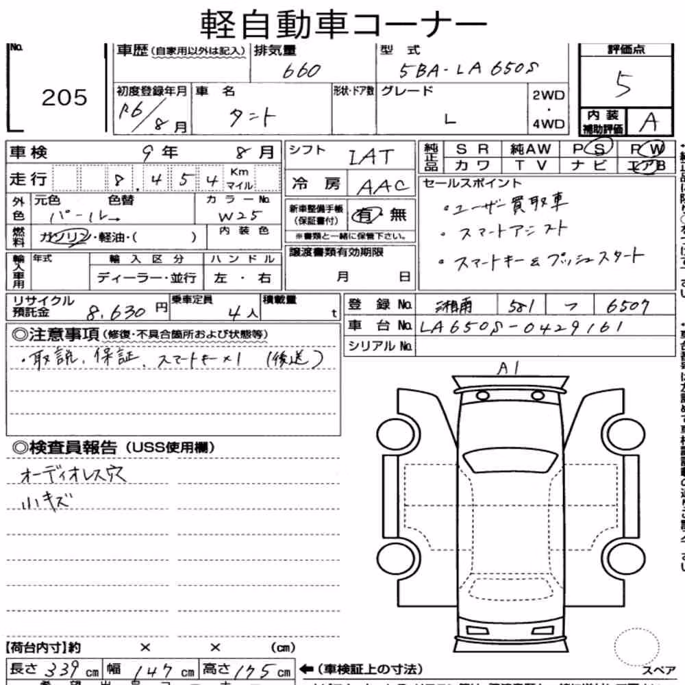 Notka aukcyjna: DAIHATSU TANTO L