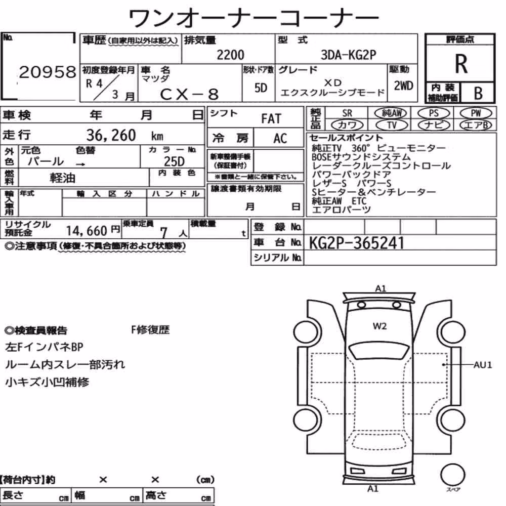 Notka aukcyjna: MAZDA CX-8 XD EXCLUSIVE MODE