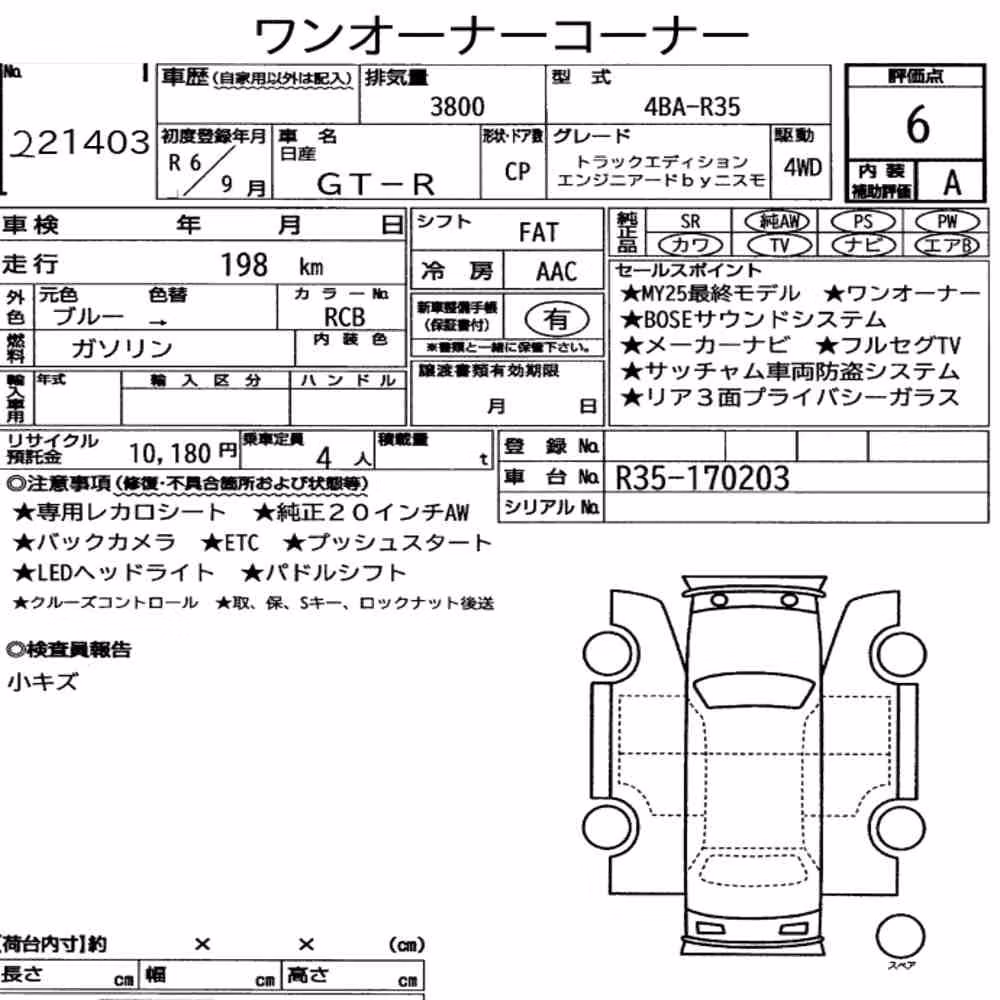 Notka aukcyjna: NISSAN GT-R 4WD TRACK EDITION ENGINEERED BY NISMO