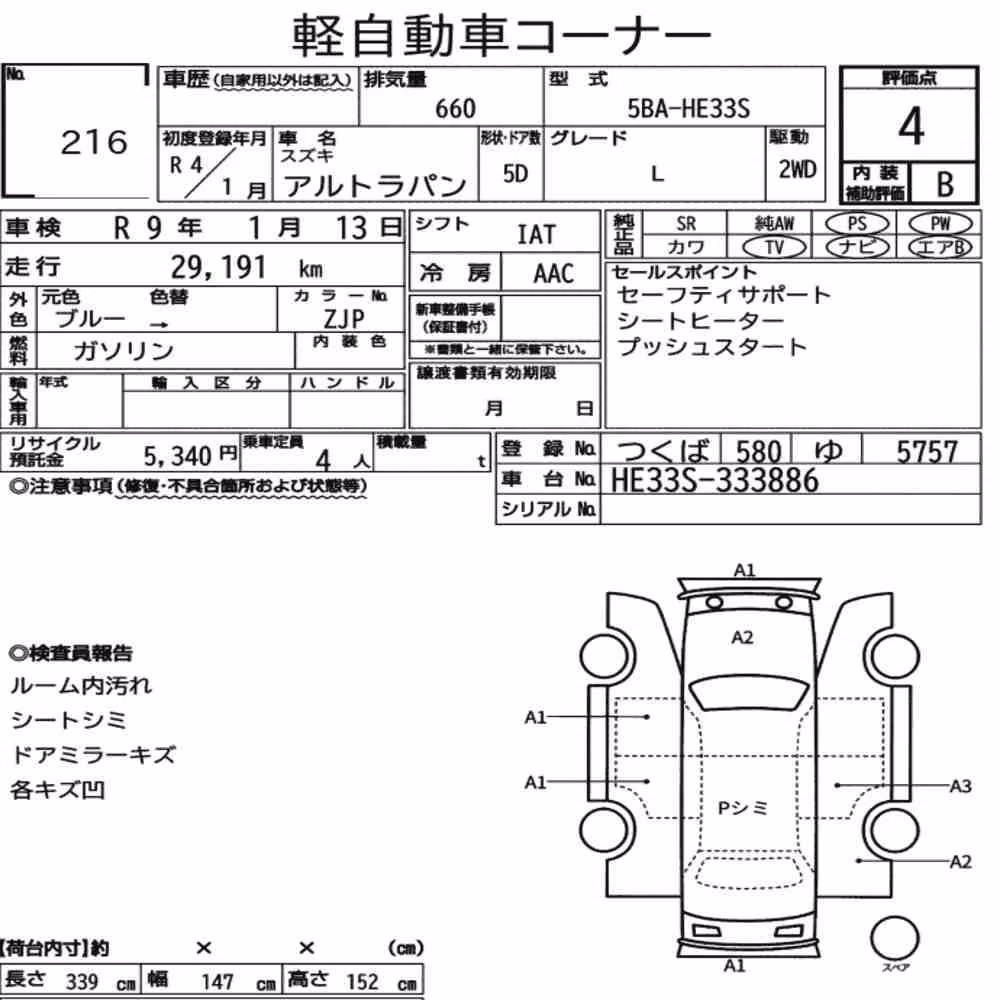 Notka aukcyjna: SUZUKI ALTO LAPIN L