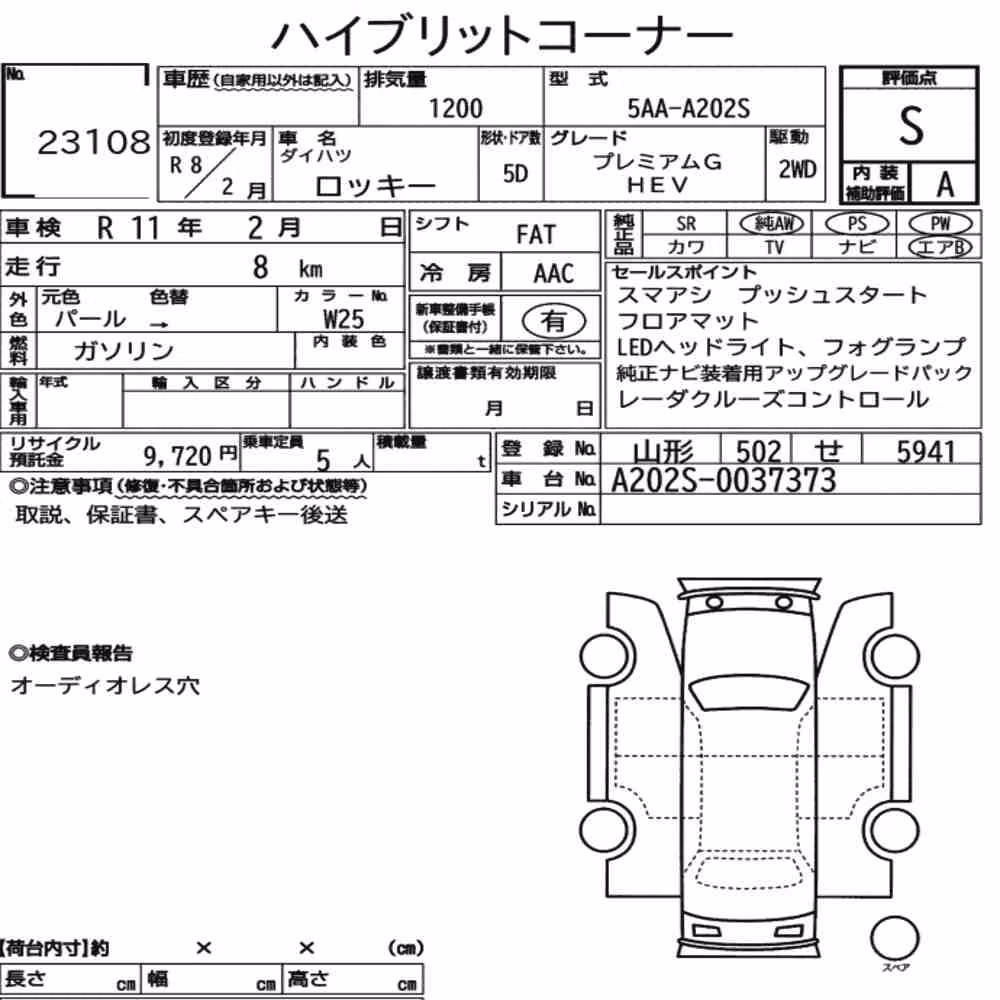 Notka aukcyjna: DAIHATSU ROCKY 5D PREMIUM G HEV