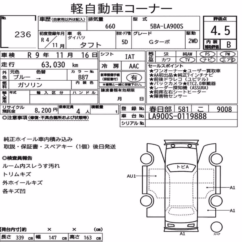 Notka aukcyjna: DAIHATSU TAFT G TURBO