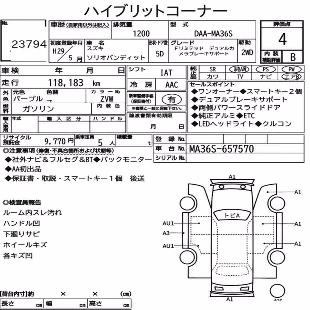 Notka aukcyjna: SUZUKI SOLIO BANDIT F LIMITED