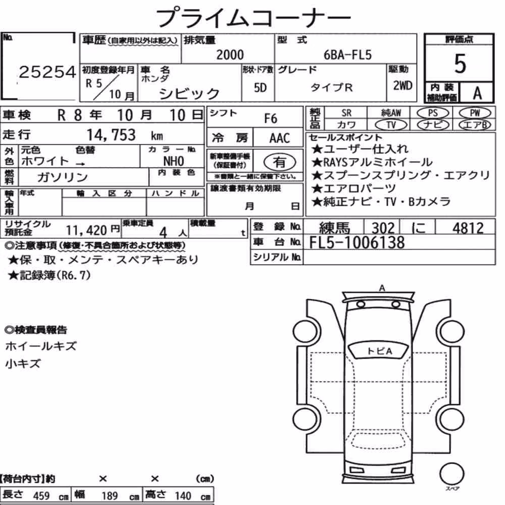 Notka aukcyjna: HONDA CIVIC 5D TYPE R