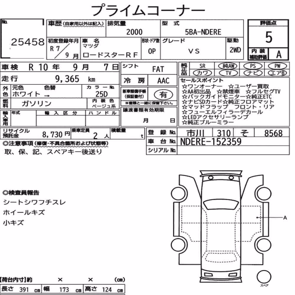 Notka aukcyjna: MAZDA ROADSTER RF VS