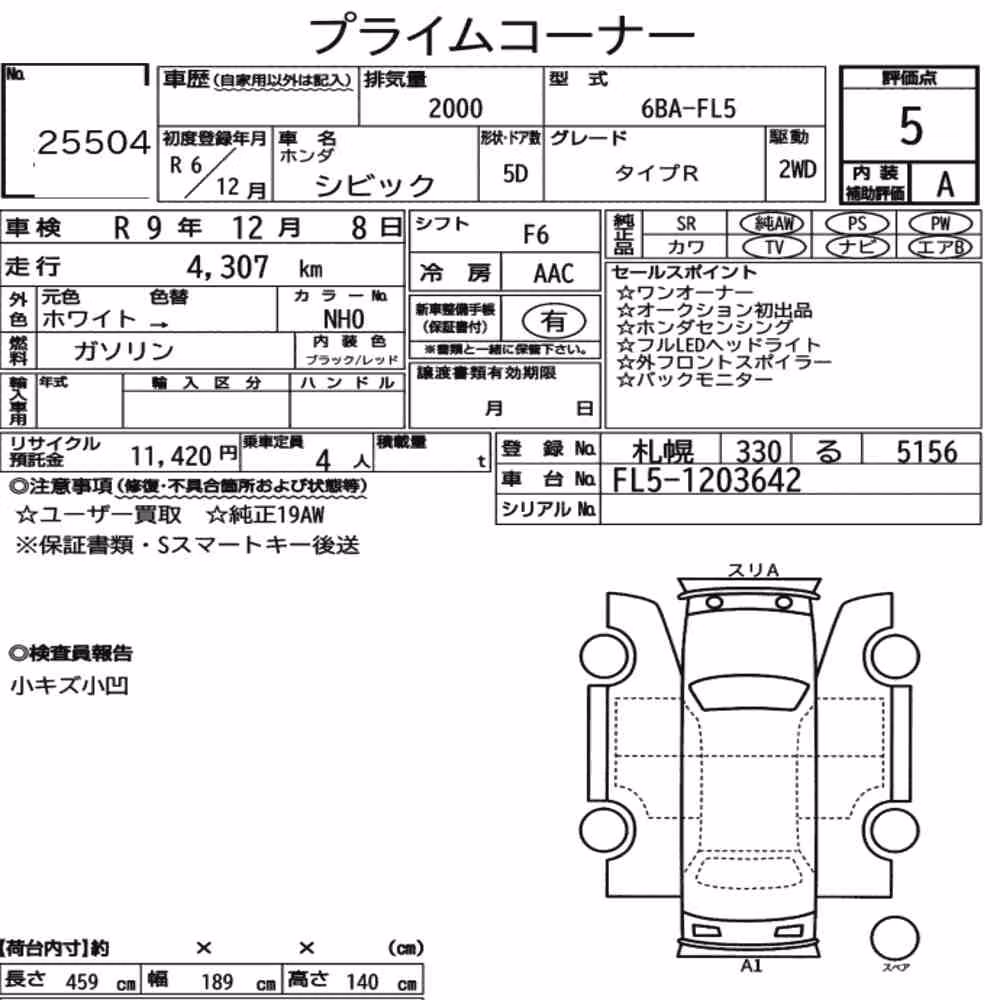 Notka aukcyjna: HONDA CIVIC 5D TYPE R