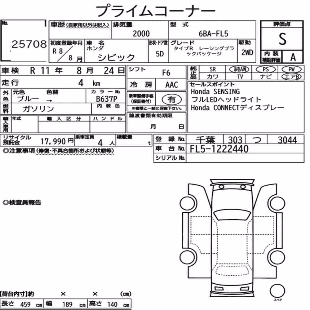 Notka aukcyjna: HONDA CIVIC 5D TYPE R RACING BLACK PACKAGE