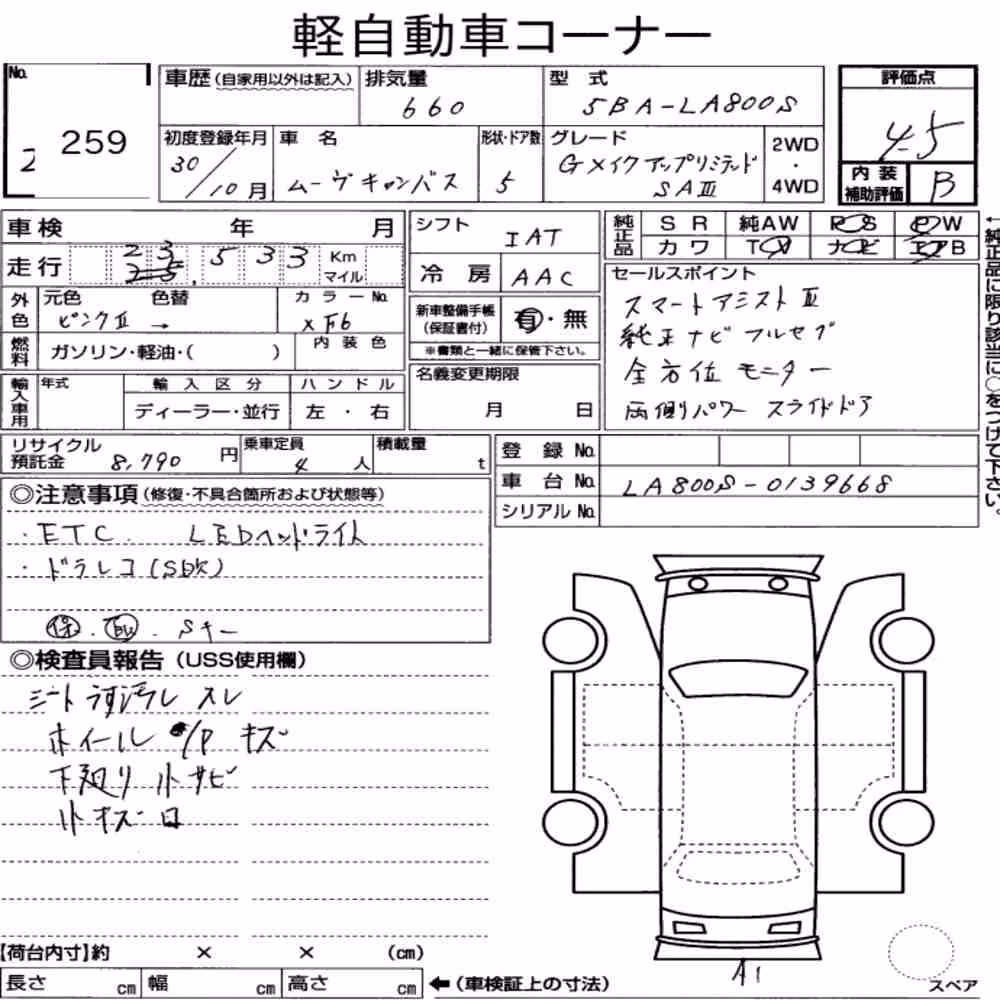 Notka aukcyjna: DAIHATSU MOVE CANBUS G MAKEUP LIMITED SA Ⅲ