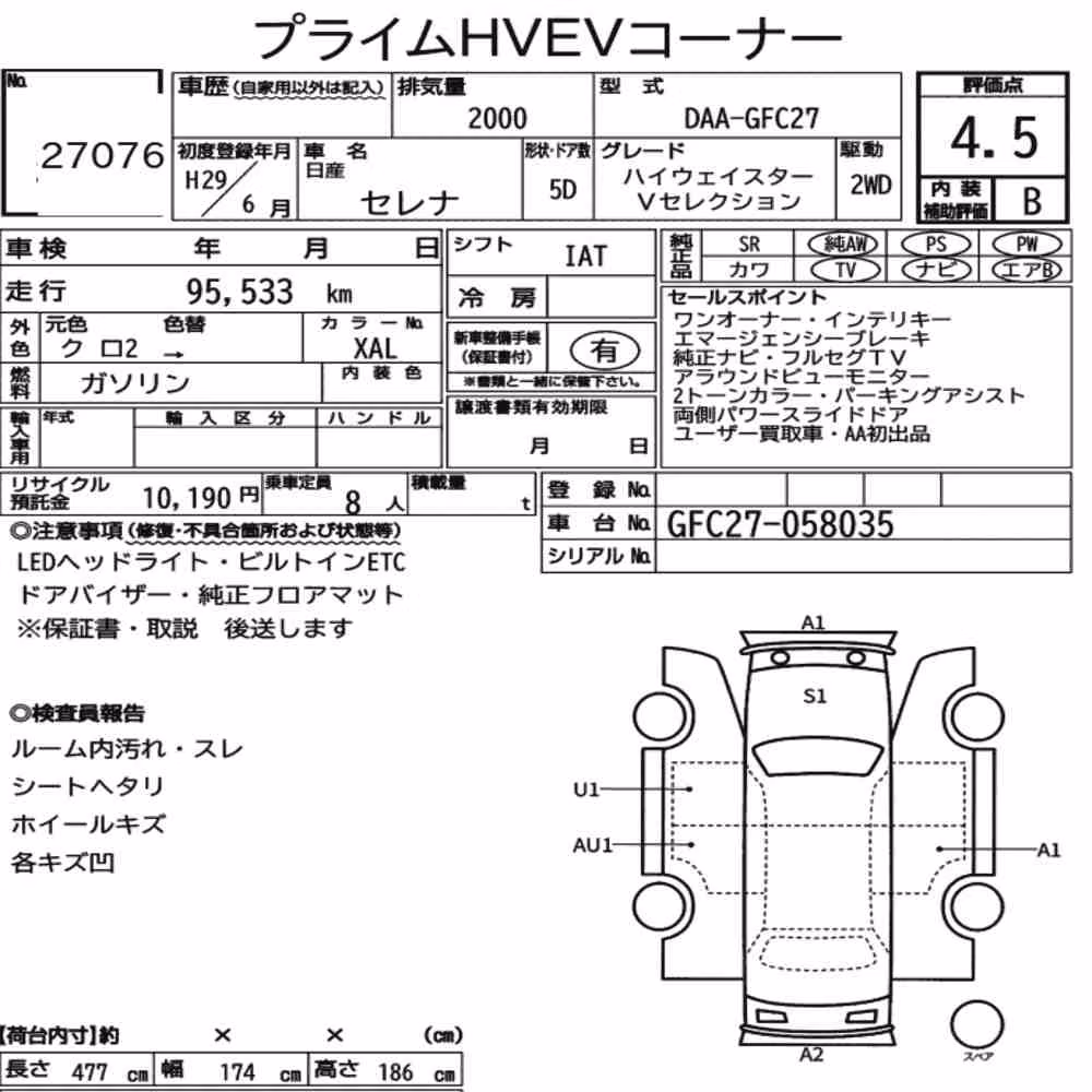 Notka aukcyjna: NISSAN SERENA 5D HIGHWAY STAR V SELECTION