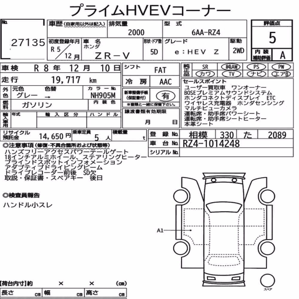 Notka aukcyjna: HONDA ZR-V E:HEV Z