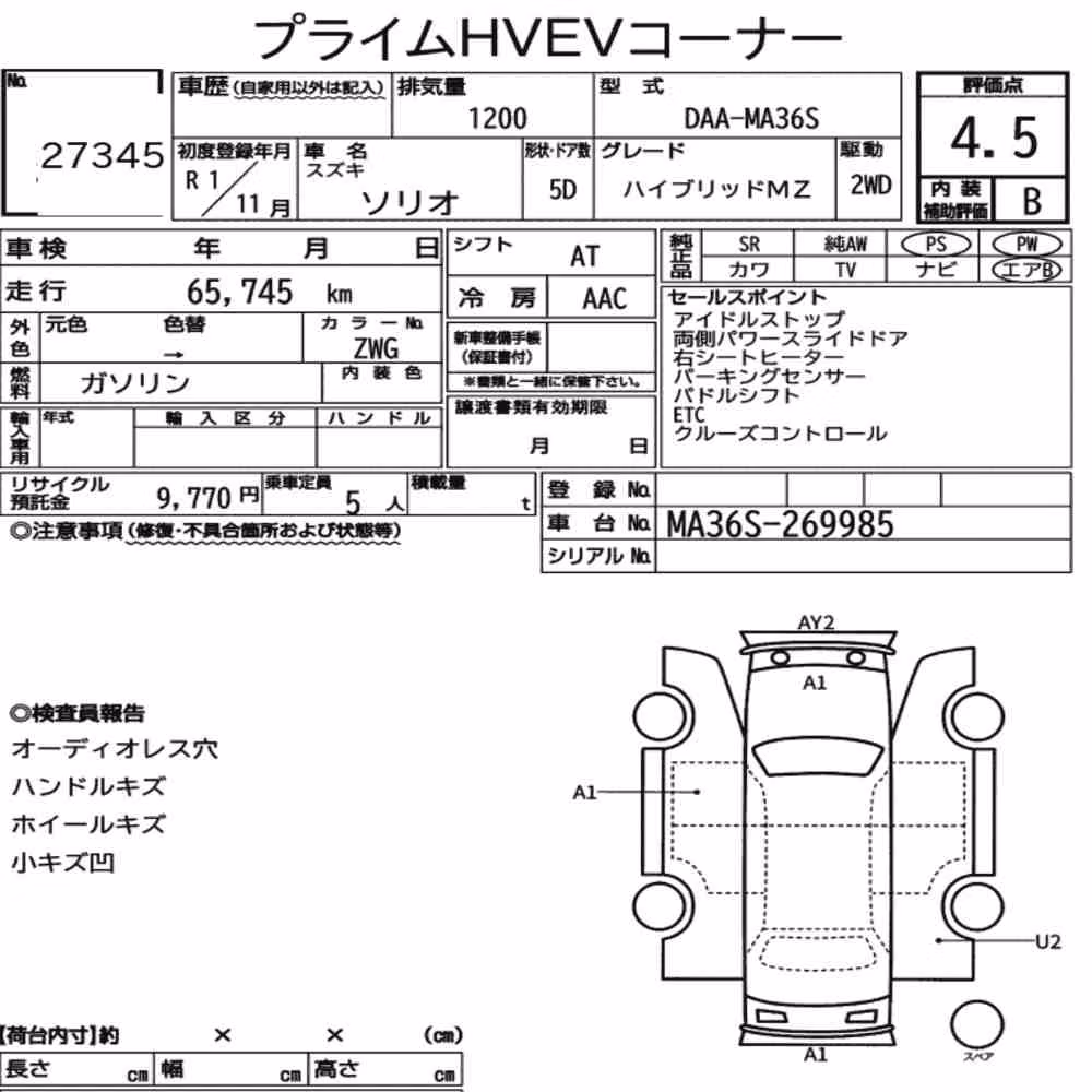 Notka aukcyjna: SUZUKI SOLIO HYBRID MZ