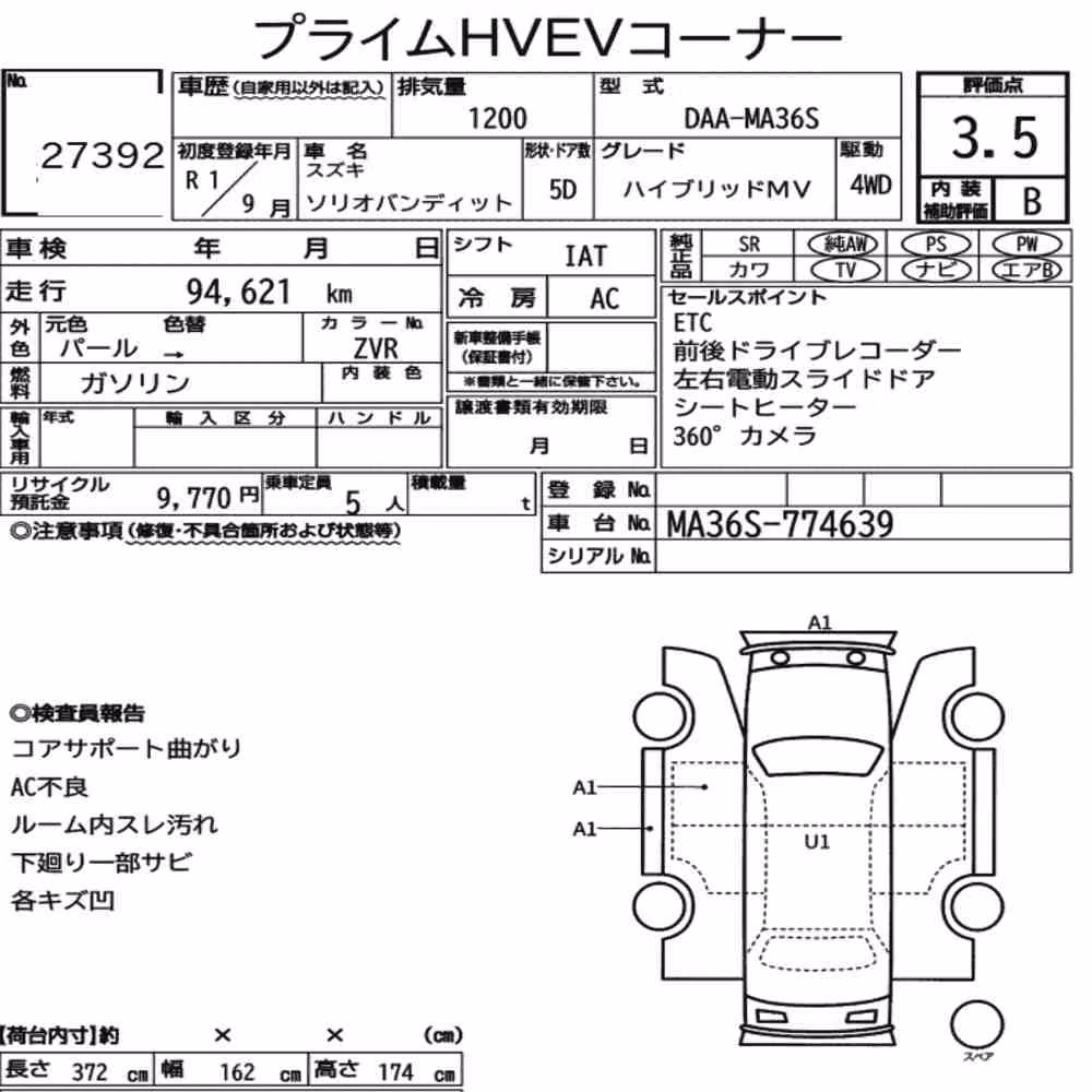 Notka aukcyjna: SUZUKI SOLIO BANDIT 4WD HYBRID MV
