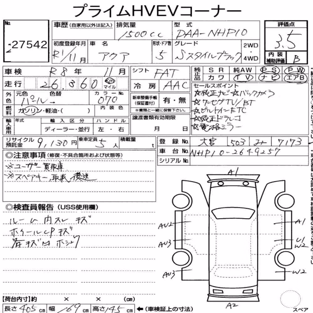 Notka aukcyjna: TOYOTA AQUA S STYLE BLACK