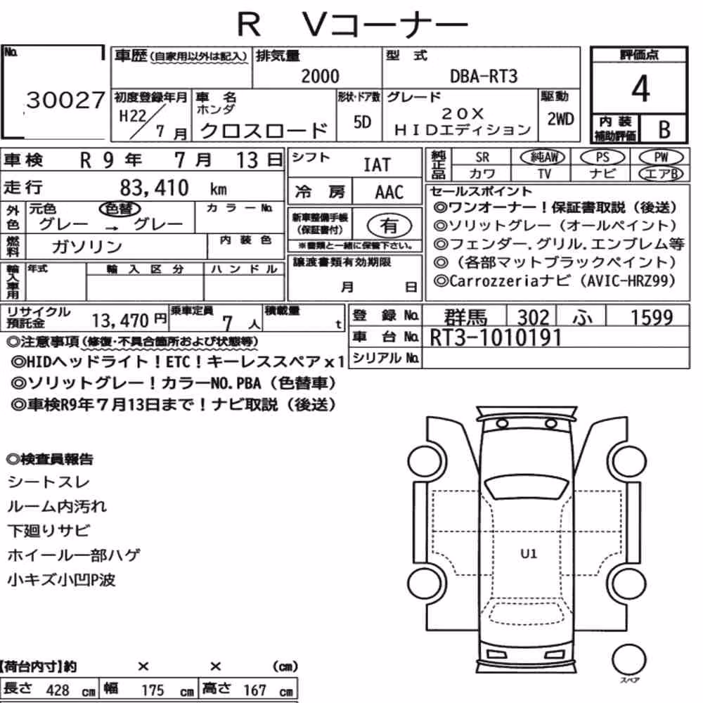 Notka aukcyjna: HONDA CROSS ROAD 5D 20X HID EDITION