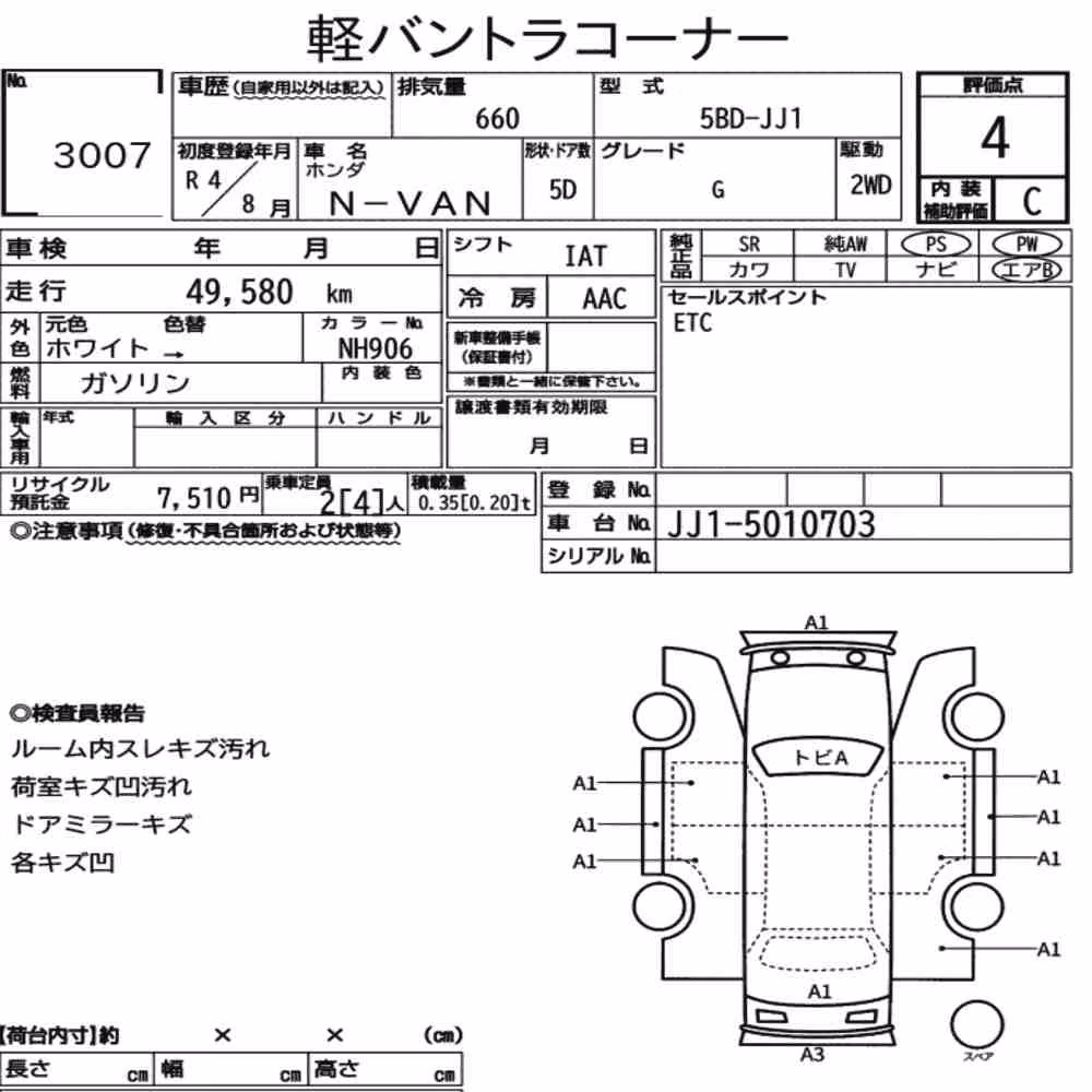 Notka aukcyjna: HONDA N-VAN OTHERS