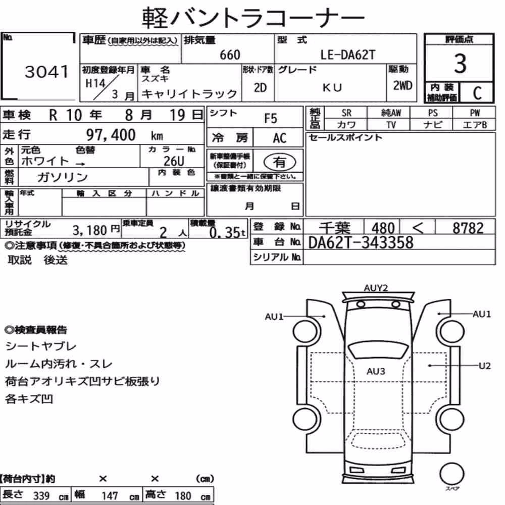 Notka aukcyjna: SUZUKI CARRY TRUCK KU