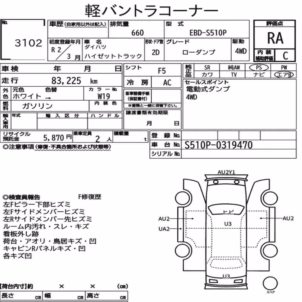 Notka aukcyjna: DAIHATSU HIJET TRUCK 4WD LOW DUMP