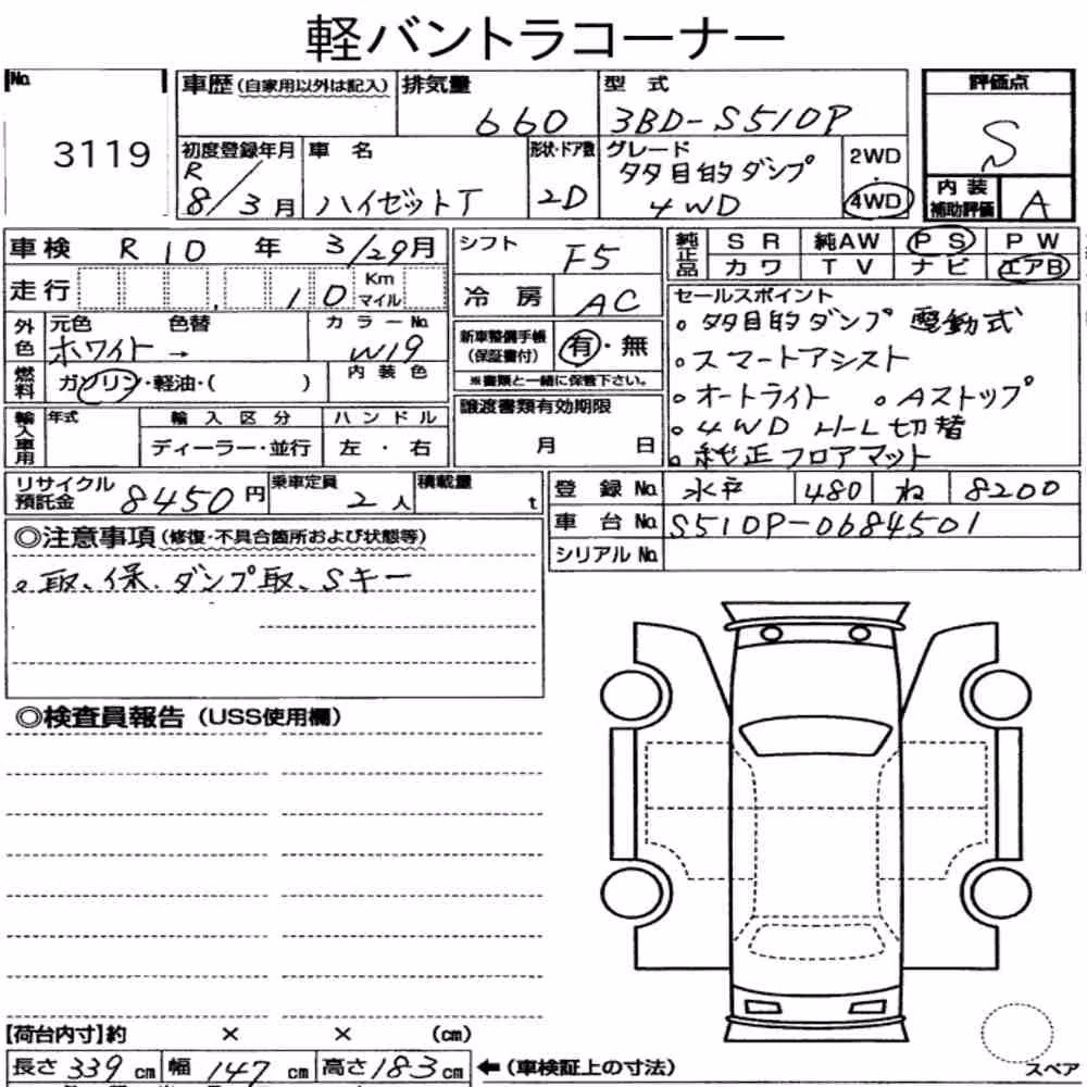 Notka aukcyjna: DAIHATSU HIJET TRUCK 4WD MULTIPURPOSE DUMP