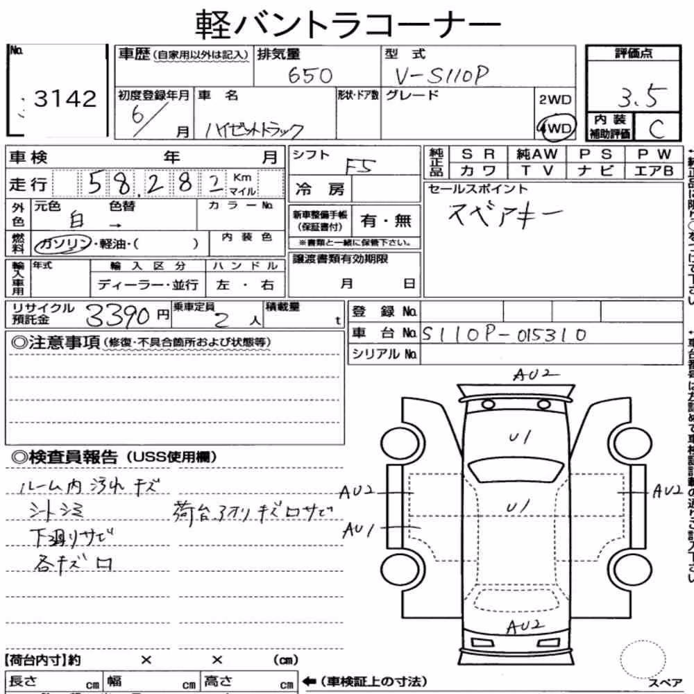 Notka aukcyjna: DAIHATSU HIJET TRUCK 4WD