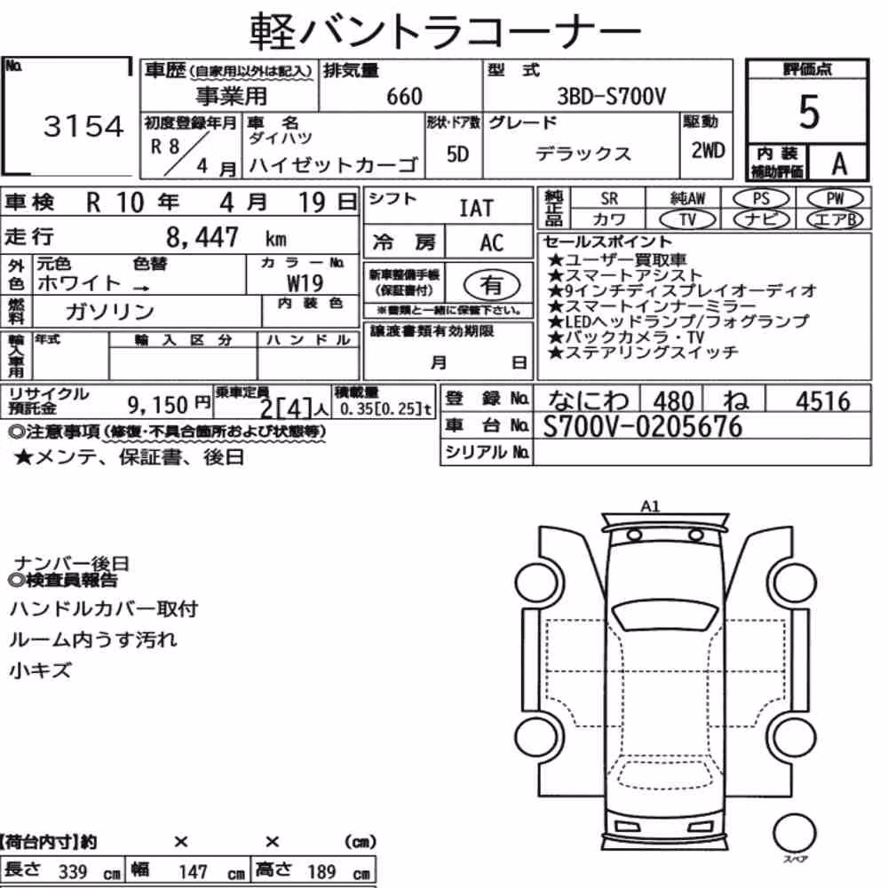 Notka aukcyjna: DAIHATSU HIJET CARGO 5D DELUXE