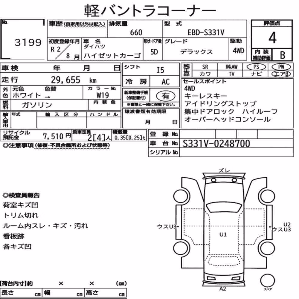 Notka aukcyjna: DAIHATSU HIJET CARGO 5D 4WD DELUXE