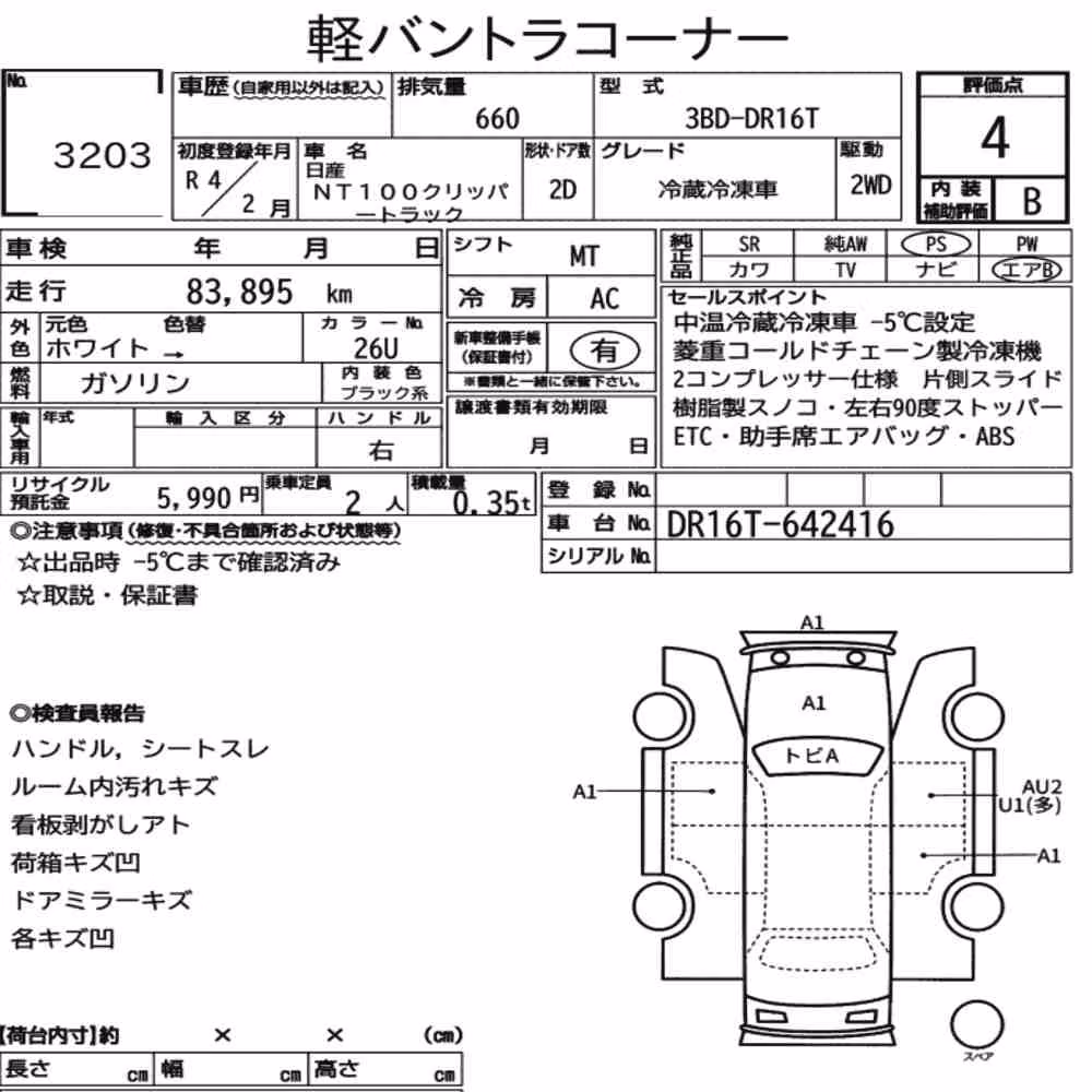 Notka aukcyjna: NISSAN NT100CLIPPER TRUCK OTHERS