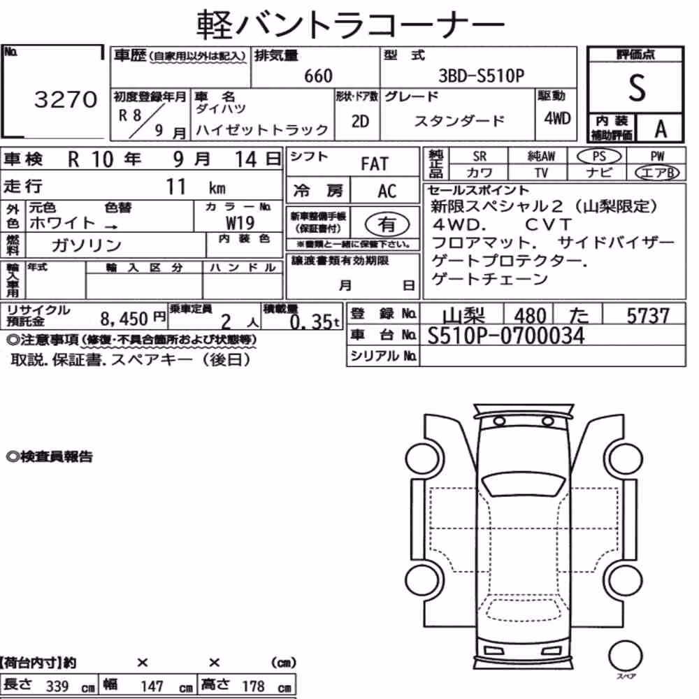 Notka aukcyjna: DAIHATSU HIJET TRUCK 4WD STANDARD