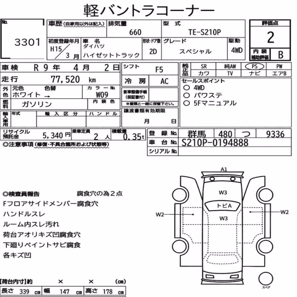 Notka aukcyjna: DAIHATSU HIJET TRUCK 4WD SPECIAL