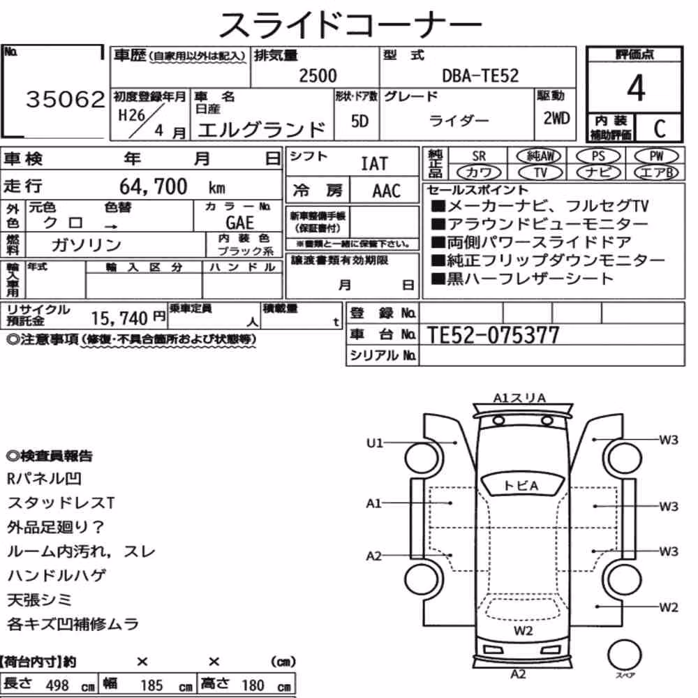 Notka aukcyjna: NISSAN ELGRAND 5D RIDER