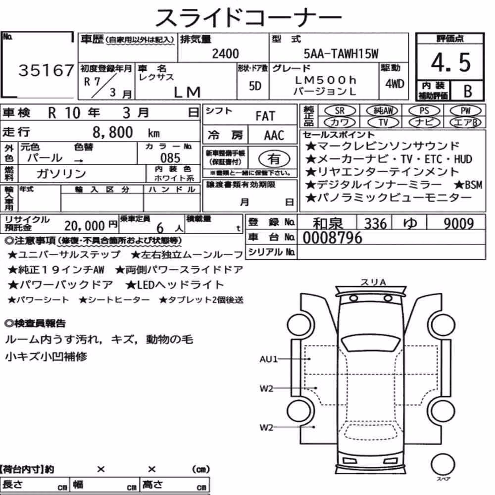 Notka aukcyjna: LEXUS LM 4WD LM500H VERSION L