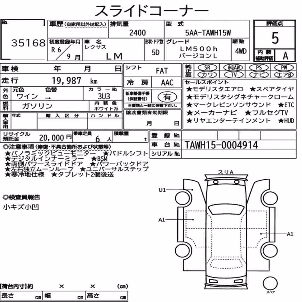 Notka aukcyjna: LEXUS LM 4WD LM500H VERSION L