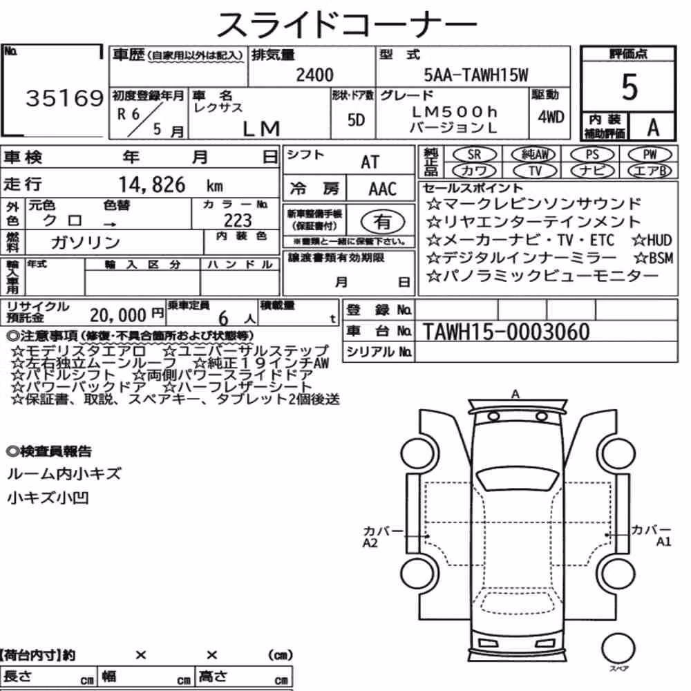 Notka aukcyjna: LEXUS LM 4WD LM500H VERSION L