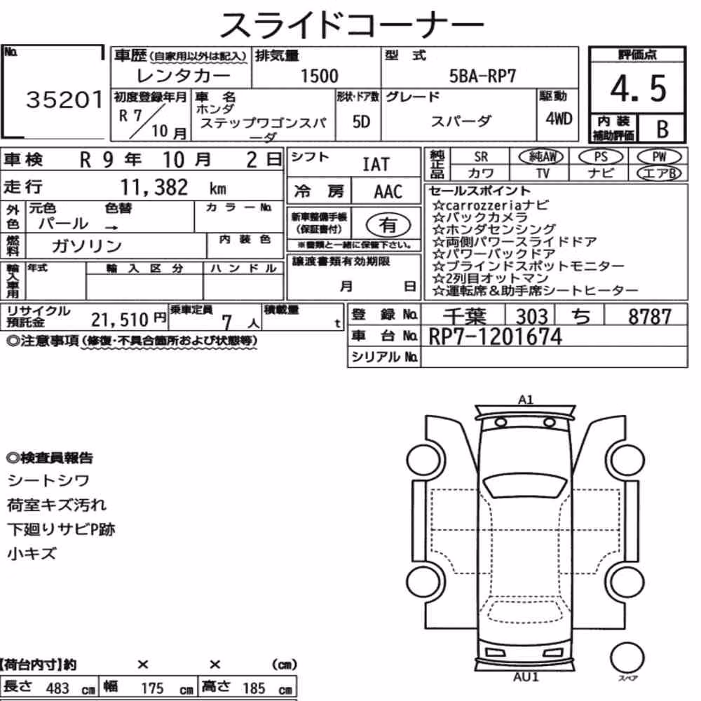 Notka aukcyjna: HONDA STEPWAGON SPADA 4WD SPADA