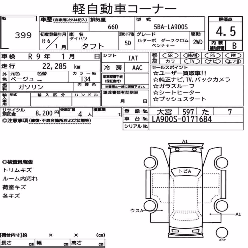 Notka aukcyjna: DAIHATSU TAFT G TURBO DARK CHROME VENTURE