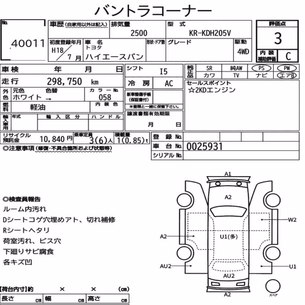 Notka aukcyjna: TOYOTA HIACE VAN 4D 4WD