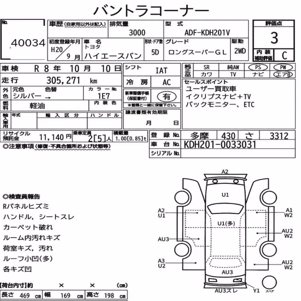 Notka aukcyjna: TOYOTA HIACE VAN 5D LONG SUPER GL