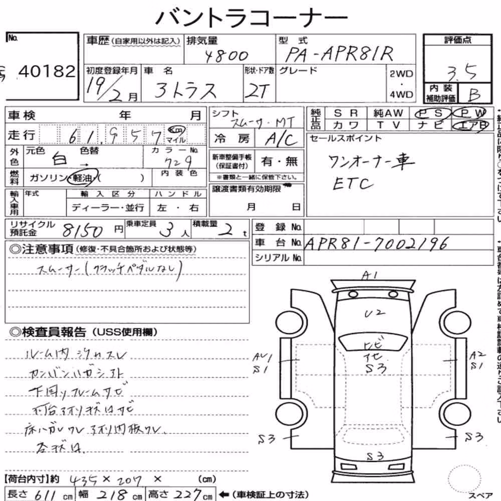 Notka aukcyjna: NISSAN ATLAS TRUCK 2D