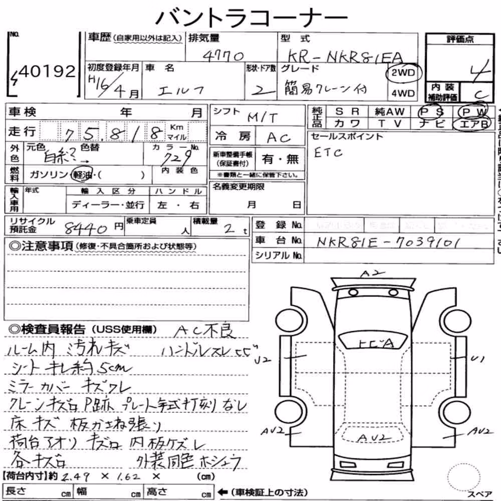 Notka aukcyjna: ISUZU ELF TRUCK 2D OTHERS
